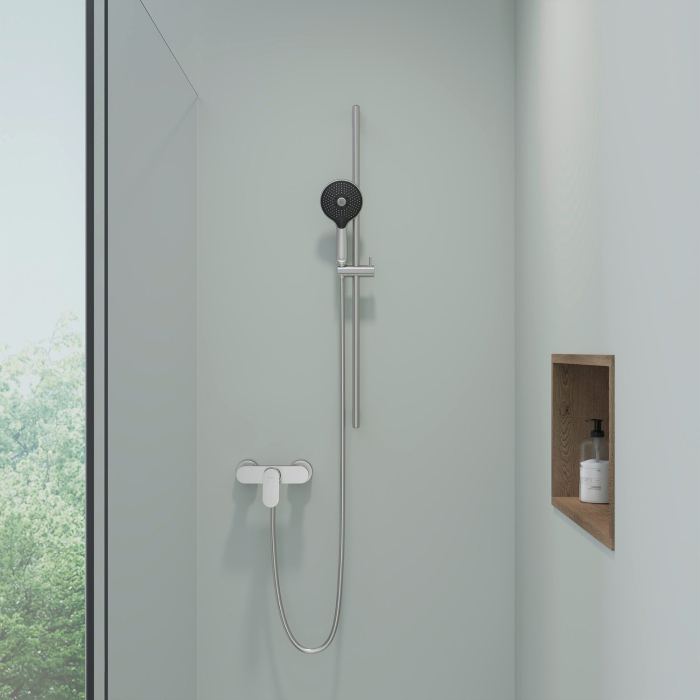 Para de dus Duravit UV0652017070, dus, diametru 120 mm, 3 functii, montaj universal, racord 1/2'', otel satinat [2]