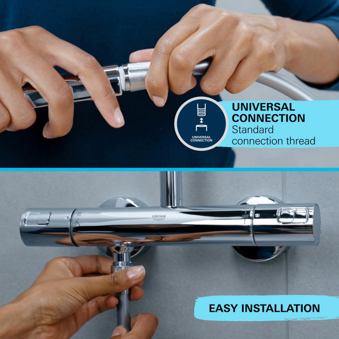 Para de dus Grohe 26031001, 110 mm, 211 mm, 3 functii, 1/2 racord, sistem anticalcar, universal, Crom [17]
