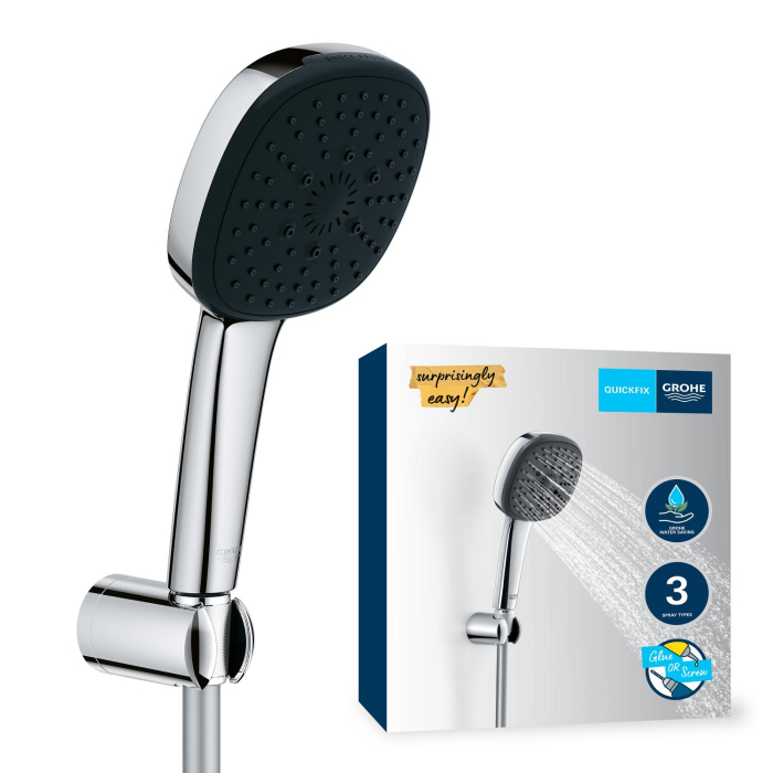 Para de dus Grohe 26176001, 110 mm, 1.75 m, 221 mm, 3 functii, 1/2 racord, sistem anticalcar, universal, Crom [18]