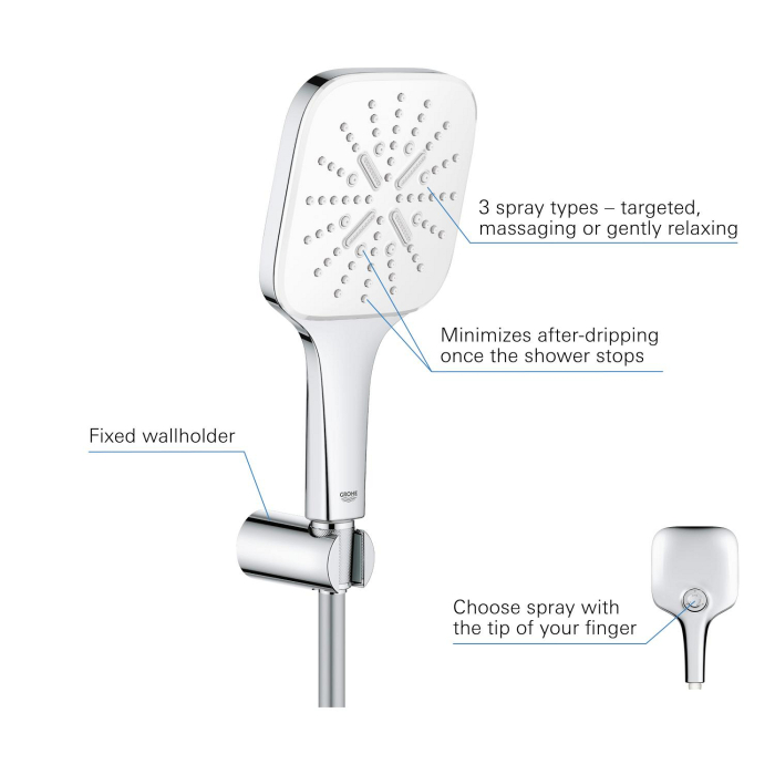 Para de dus Grohe 26589LS0, SmartActive, 130 mm, 3 functii, suport/furtun, crom [4]