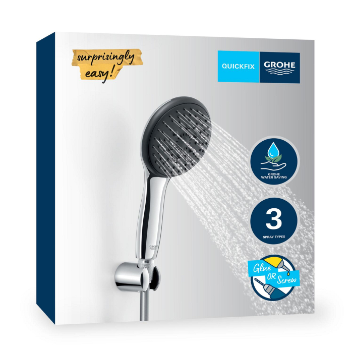 Para de dus Grohe 26769001, 110 mm, 1.75 m, 211 mm, 3 functii, 1/2 racord, sistem anticalcar, universal, Crom [18]