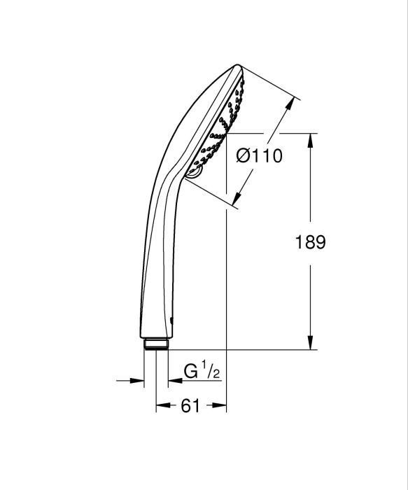 Para de dus Grohe 27238000, dus Euphoria, diametru 110 mm, 2 functii, montaj universal, racord 1/2'', crom [2]