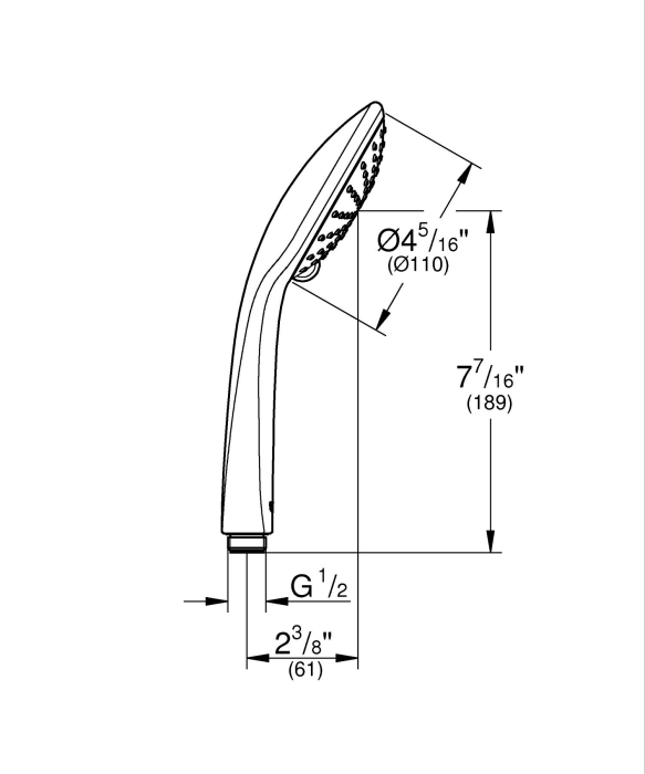 Para de dus Grohe 27238000, dus Euphoria, diametru 110 mm, 2 functii, montaj universal, racord 1/2'', crom [4]
