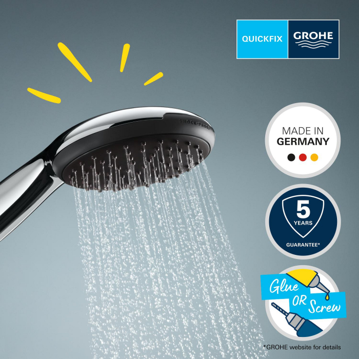 Para de dus Grohe 27944001, 110 mm, 1.75 m, 211 mm, 1 functii, 1/2 racord, sistem anticalcar, universal, Crom [9]