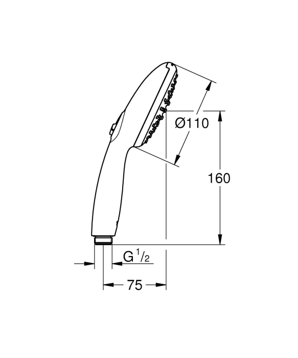 Para de dus Grohe 27946001, 110 mm, 221 mm, 2 functii, 1/2 racord, sistem anticalcar, universal, Crom [6]