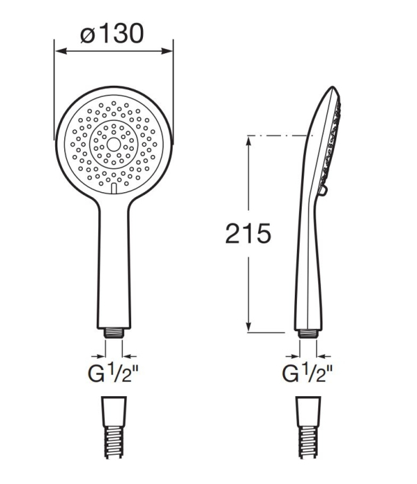 Para de dus Roca A5B1107CN0, dus Sensum, diametru 130 mm, 4 functii, montaj universal, racord 1/2'', negru [2]