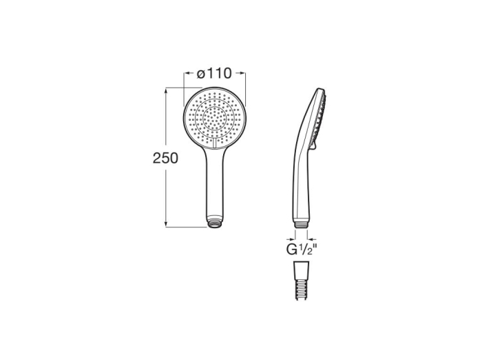 Para de dus Roca A5BG109B00, 110 mm, 250 mm, 3 functii, 1/2 racord, sistem anticalcar, universal, Alb [2]