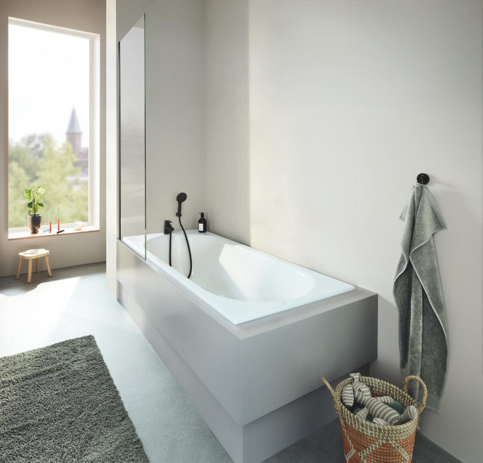 Para dus Grohe 279502431, 100 mm, 1.75 m, 230 mm, 2 functii, 1/2 racord, sistem anticalcar, universal, Negru [7]