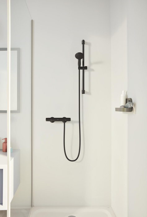 Para dus Grohe 279502431, 100 mm, 1.75 m, 230 mm, 2 functii, 1/2 racord, sistem anticalcar, universal, Negru [6]