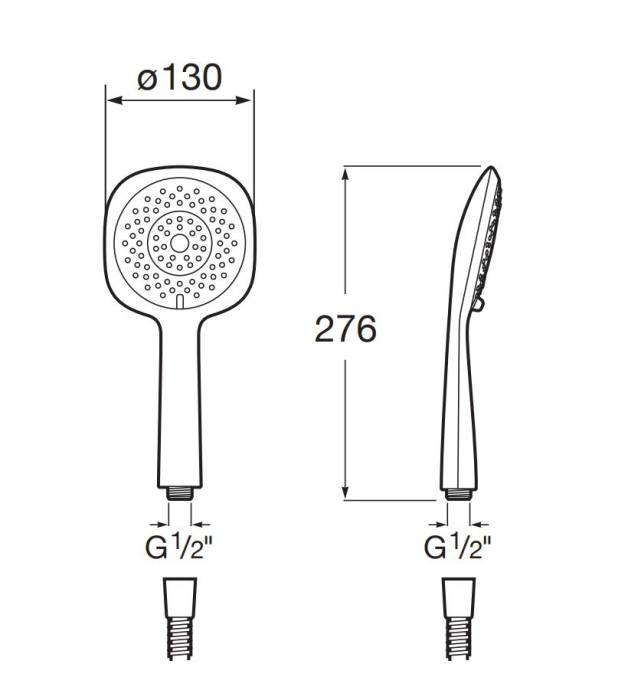 Para dus Roca A5B9108C00, 130 mm, 276 mm, 2 functii, 1/2 racord, sistem anticalcar, universal, abs, Crom [3]
