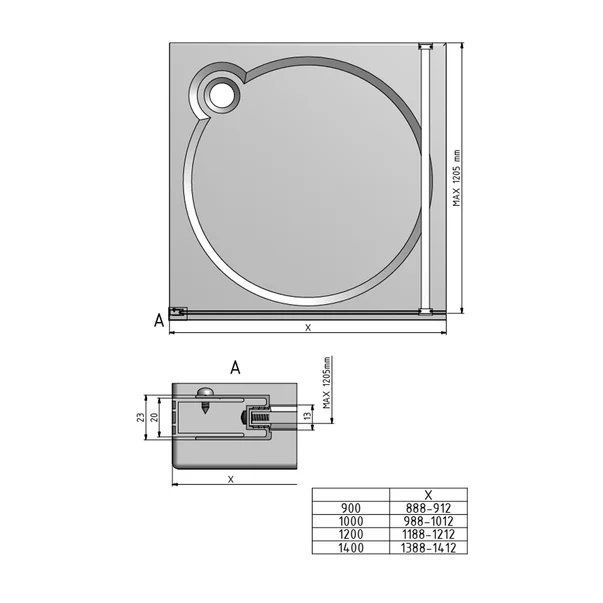 Paravan de dus tip Walk-in Roth Ecwalk 90x207.5 cm profil crom [2]