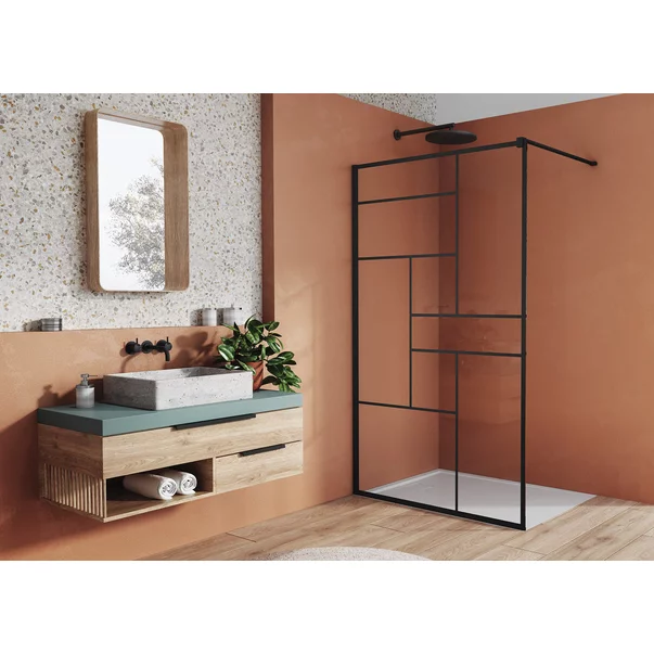 Paravan de dus tip Walk-in SanSwiss Easy STR4P Loft 73 negru mat 100x200 cm sticla securizata 8 mm [2]