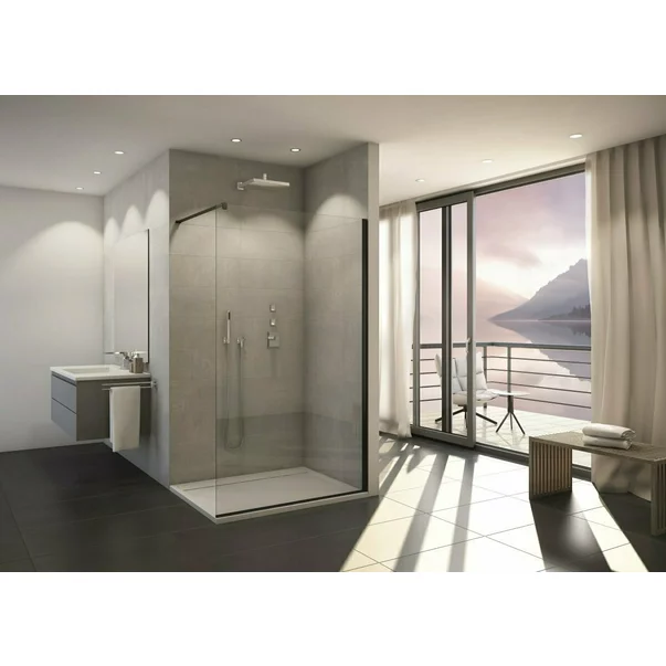 Paravan de dus tip Walk-in SanSwiss Easy STR4P negru mat 90x200 cm sticla securizata 8 mm [3]