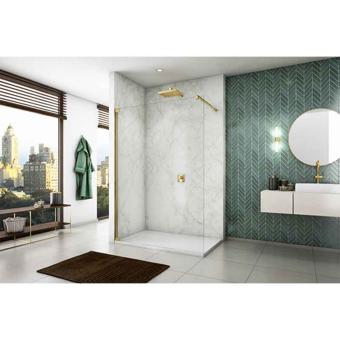 Paravan de duș Walk-In Ronal, Cadura, sticlă securizată de 6 mm, 110 x 200 cm, profil auriu [2]