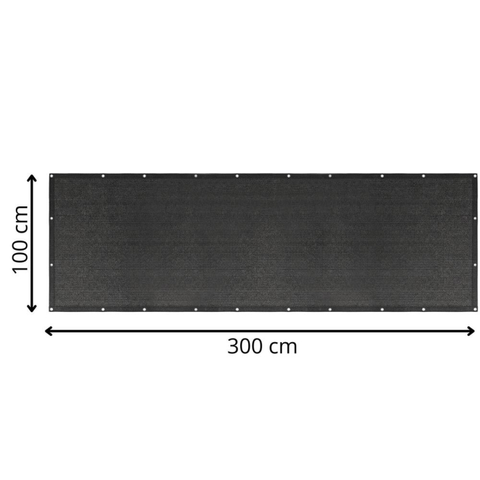 Paravan plasa umbrire pentru balustrada balcon, 95% umbrire, impermeabila, 300x100 cm, antracit [28]