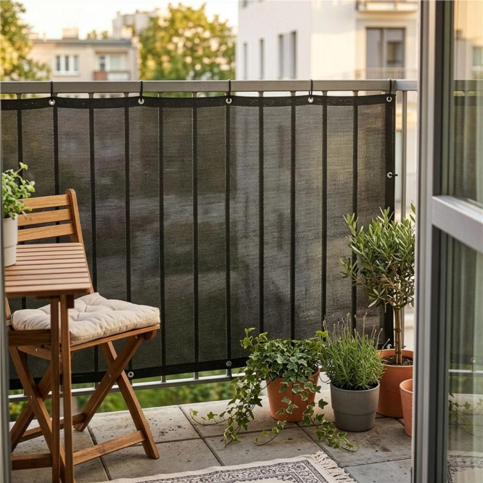 Paravan plasa umbrire pentru balustrada balcon, 95% umbrire, impermeabila, 500x100 cm, antracit [10]