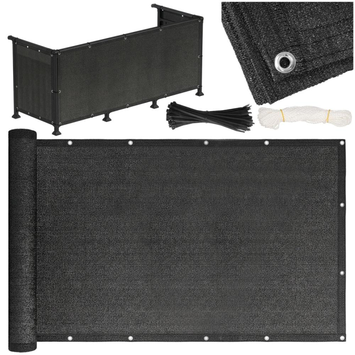 Paravan plasa umbrire pentru balustrada balcon, 95% umbrire, impermeabila, 500x100 cm, antracit [13]