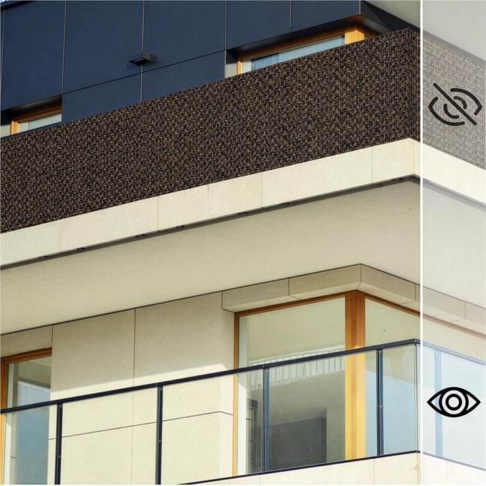 Paravan plasa umbrire pentru balustrada balcon, 95% umbrire, impermeabila, 500x100 cm, maro [10]
