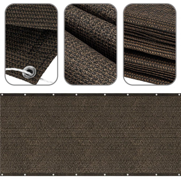 Paravan plasa umbrire pentru balustrada balcon, 95% umbrire, impermeabila, 500x100 cm, maro [8]