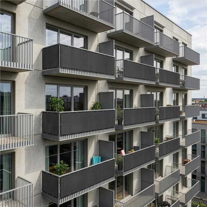 Paravan plasa umbrire pentru balustrada balcon, 95% umbrire, impermeabila, 500x120 cm, antracit [8]