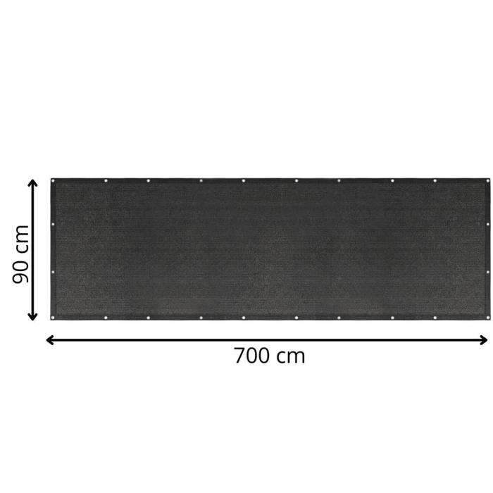 Paravan plasa umbrire pentru balustrada balcon, 95% umbrire, impermeabila, 700x90 cm, antracit [30]