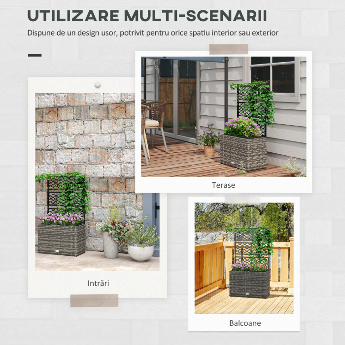  Pat De Flori De Sine Statator Cu Doua Cutii De Plante Pentru Gradina 57x30x107cm Mixt Gri [4]