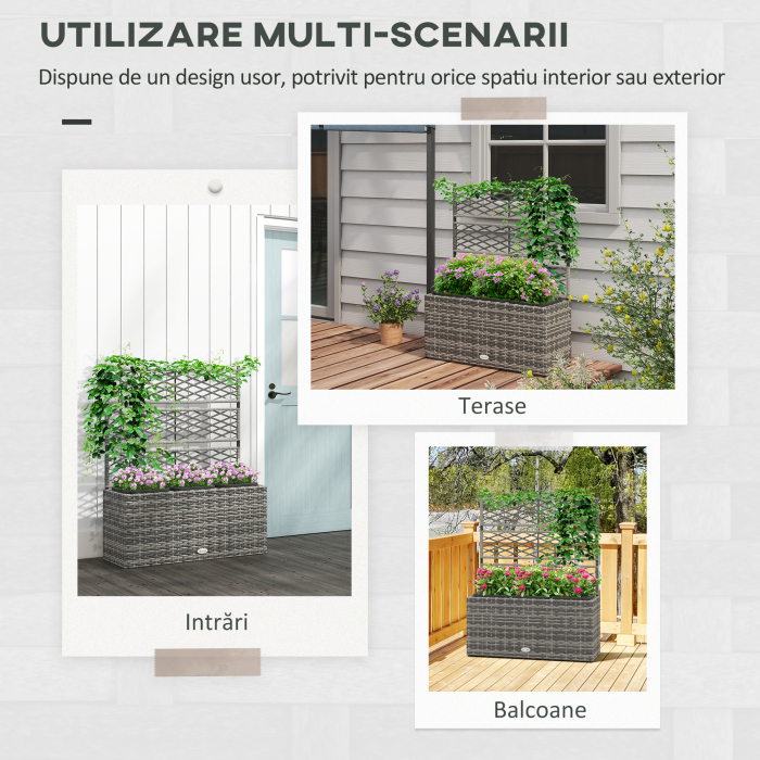  Pat De Flori De Sine Statator Pentru Gradina, Jardiniera Pentru Plante Cataratoare 84x30x107cm Gri Deschis [4]