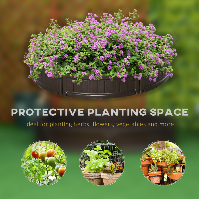  Pat de gradina inaltat din HDPE, jardiniera de exterior rotund, Φ123x21cm, maro [6]