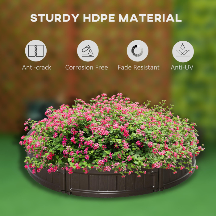  Pat de gradina inaltat din HDPE, jardiniera de exterior rotund, Φ123x21cm, maro [5]