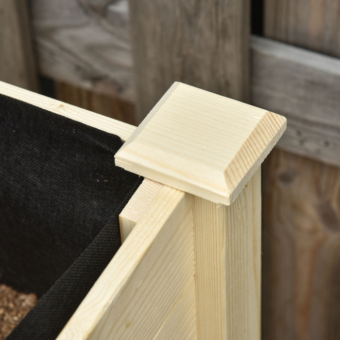  Pat de gradina inaltat din lemn cu roti si raft inferior, 118x55x83cm, lemn natural [8]