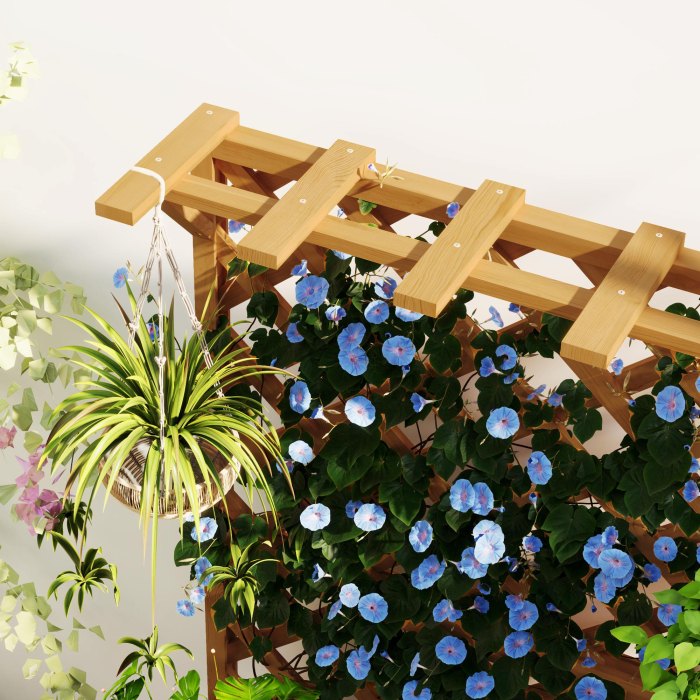  Pat de Gradina Ridicat din Lemn cu Spalier si Pergola 64x33x122 cm [9]