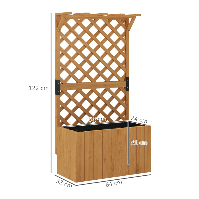  Pat de Gradina Ridicat din Lemn cu Spalier si Pergola 64x33x122 cm [3]