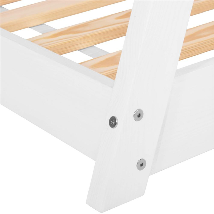 Pat din lemn pentru copii, model TeePee, somiera inclusa, 61x146x130 cm, alb [6]