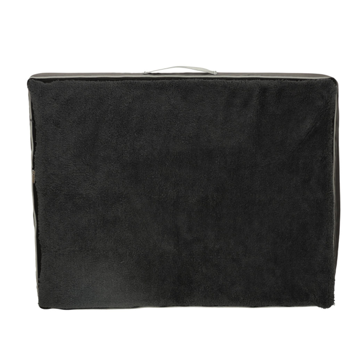 Pat ortopedic pentru caini, dreptunghiular, husa detasabila, 90x70x10 cm, gri inchis [5]