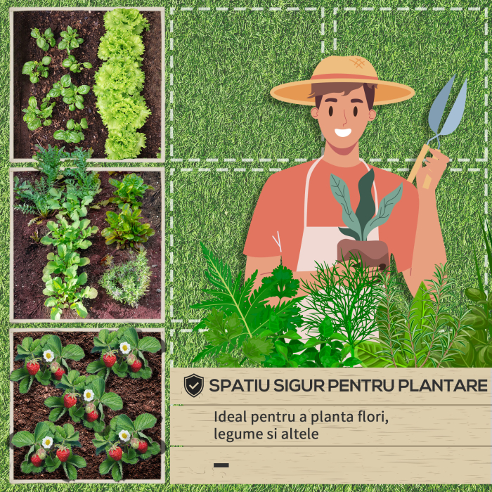  Pat pentru Gradina de Legume inaltat din Lemn, Jardiniera de Gradina pentru Plante si Legume, 117x117x30 cm [6]