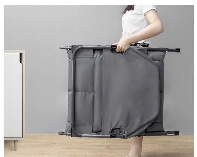 Pat pliabil camping cu saltea, reglabil 5 pozitii, cadru otel, maxim 100 kg, 200x64x30 cm, gri [2]