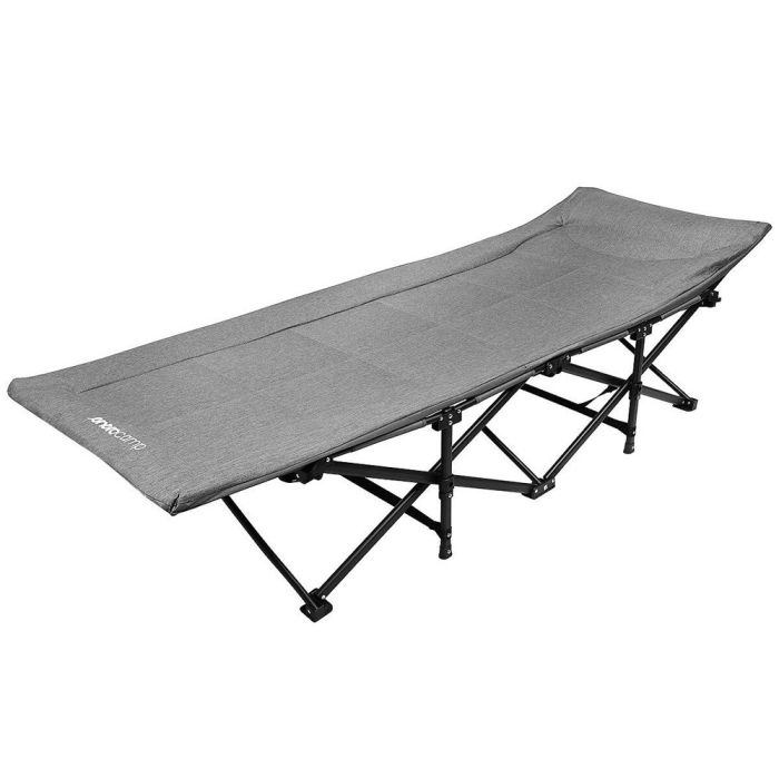 Pat pliant pentru camping, cu saltea si perna, structura metalica, 190x70x37cm, gri [1]