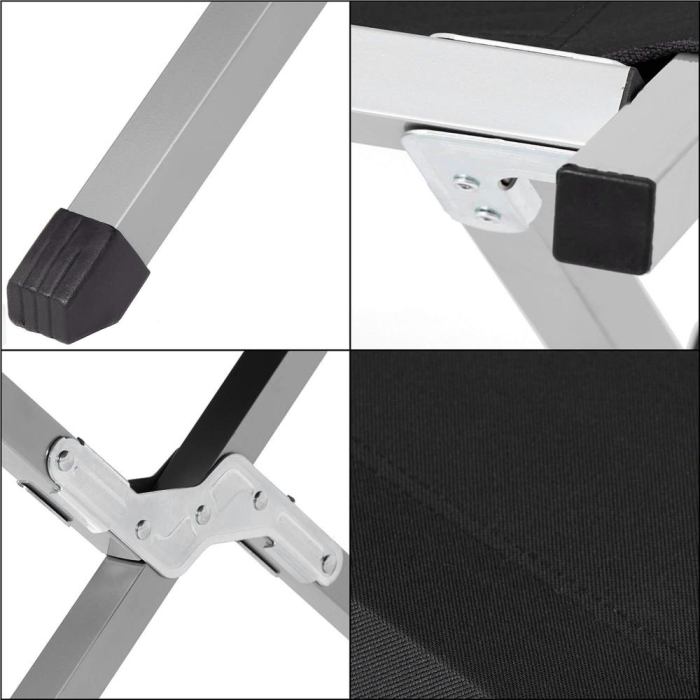 Pat pliant camping structura metalica cu husa transport, pliabil compact, max 150 kg, 190x74x42 cm, negru [14]