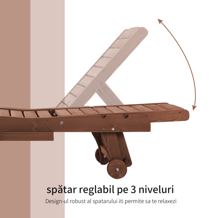  Pat Sezlong de Gradina cu roti si tava detasabila din lemn [5]