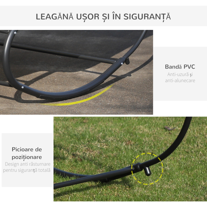  Pat sezlong de Gradina Tip Balansoar 2 Locuri, din Textilene [4]