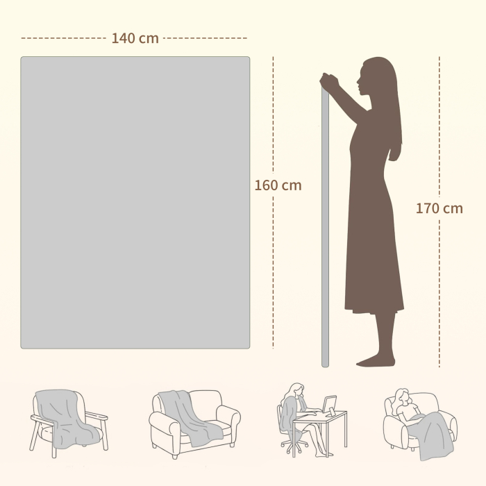  Patura Electrica 160x140 cm cu 5 Nivele de Caldura si 2 Telecomenzi, din Pile si Poliester, Gri [3]