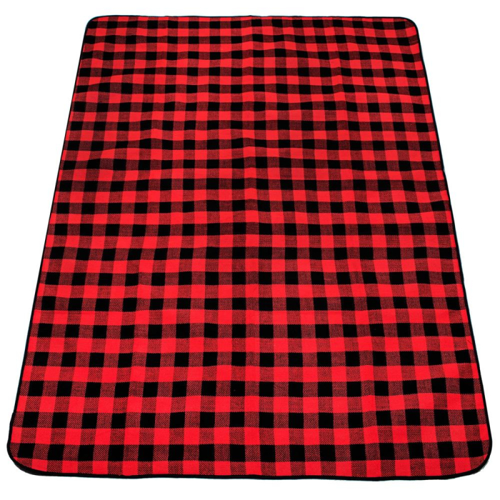 Patura pentru picnic sau plaja, cu folie izolatoare si maner, 150x200cm, rosu negru [2]