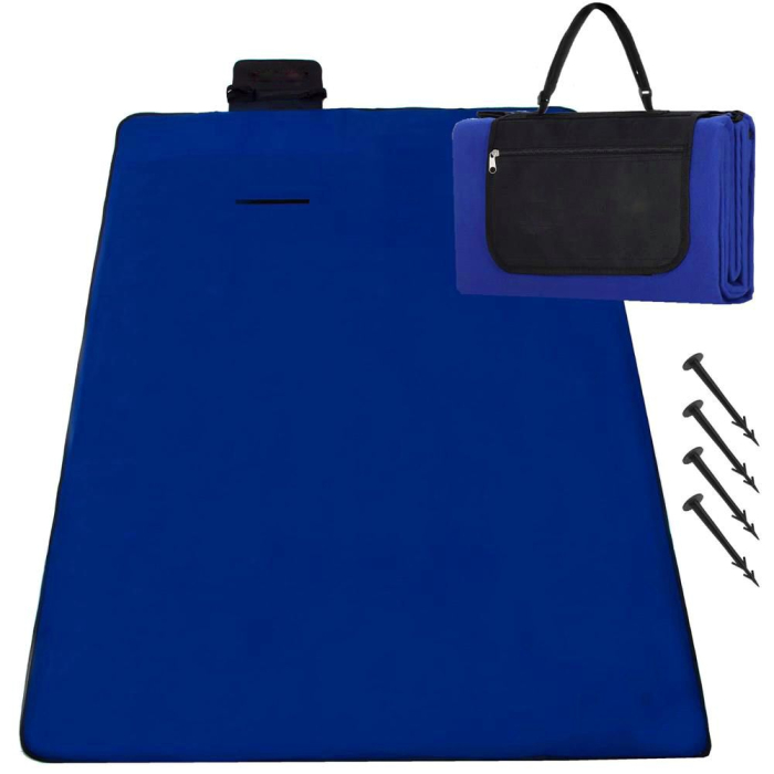 Patura pentru picnic sau plaja, cu folie izolatoare si maner, 200x200cm, albastru cobalt [15]