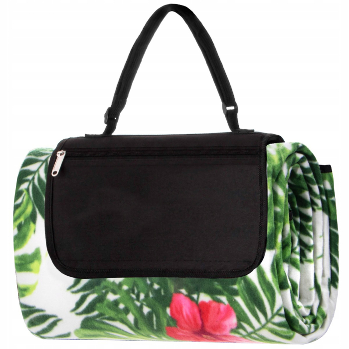 Patura pentru picnic sau plaja, cu folie izolatoare si maner, 160x200cm, floral [9]