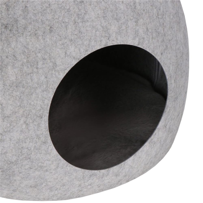 Patut pisici si caini, moale si pufos, antiderapant, perna detasabila, 38x36x36 cm, gri [11]