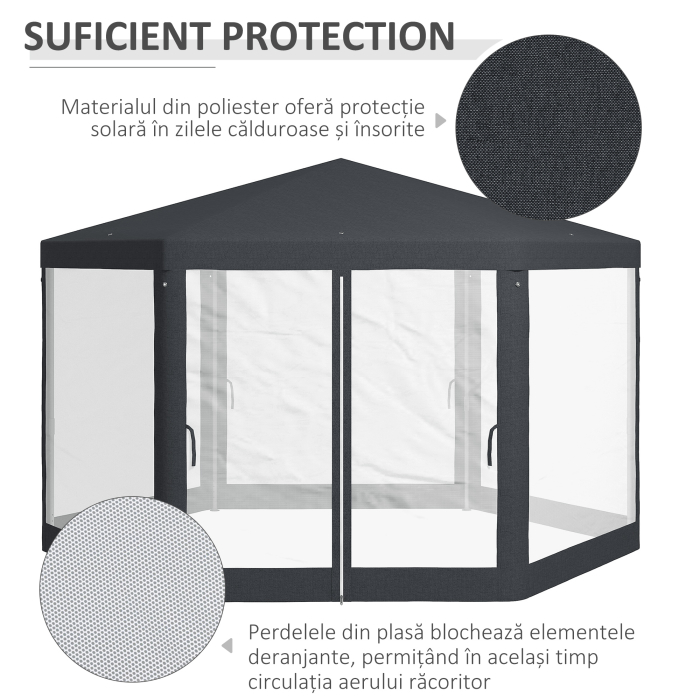  Pavilion 4x4 m de Gradina Hexagonal cu Pereti din Plasa [4]