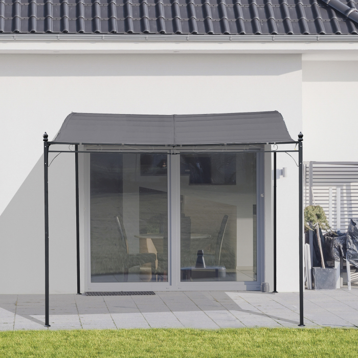  Pavilion Cort Foisor 3x3m pentru Gradina sau Terasa cu perdea Gri [2]
