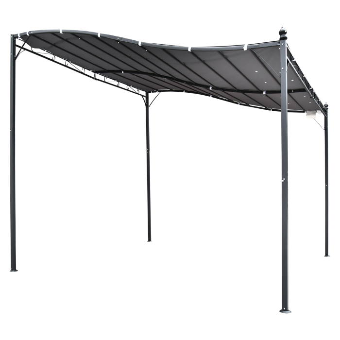  Pavilion Cort Foisor 3x3m pentru Gradina sau Terasa cu perdea Gri [7]