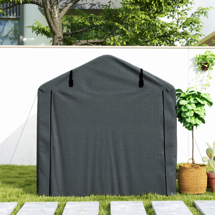  Pavilion Cort pentru Masina cu Intrare Rulabila, Corzi si tarusi, 220x157x165 cm, Gri inchis [8]