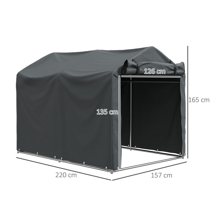  Pavilion Cort pentru Masina cu Intrare Rulabila, Corzi si tarusi, 220x157x165 cm, Gri inchis [3]